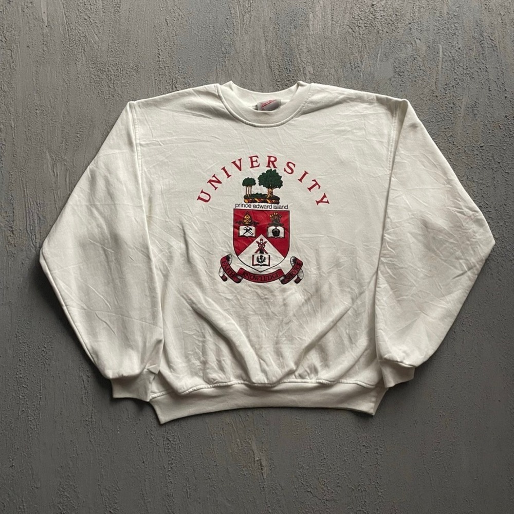 Vintage University Prince‎ Edward Island Sweatshirt Mens XL White 90s